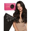 WENNALIFE Seamless Clip In Hair Extensions, 16 Inch 130g 7pcs Dark Brown Hair Extensions Clip in Human Hair Invisible PU Skin Weft Natural Remy Human Hair Extensions