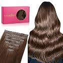 WENNALIFE Seamless Clip In Hair Extensions, 18 Inch 130g 7pcs Chocolate Brown Hair Extensions Clip in Human Hair Invisible PU Skin Weft Natural Remy Human Hair Extensions