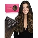 WENNALIFE Seamless Clip In Hair Extensions, 24 Inch 160g 7pcs Balayage Dark Brown to Chestnut Brown Hair Extensions Clip in Human Hair Invisible PU Skin Weft Natural Remy Human Hair Extensions