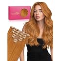 WENNALIFE Seamless Clip In Hair Extensions Human Hair, 16 Inch 130g 7pcs Auburn Ginger Real Hair Extensions Clip in Human Hair Invisible PU Skin Weft Natural Remy Human Hair Extensions