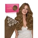 WENNALIFE Seamless Clip In Hair Extensions Human Hair, 24 Inch 160g 7pcs Light Auburn Brown Real Hair Extensions Clip in Human Hair Invisible PU Skin Weft Natural Remy Human Hair Extensions