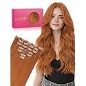WENNALIFE Seamless Clip In Hair Extensions Human Hair, 18 Inch 130g 7pcs Dirty Ginger Real Hair Extensions Clip in Human Hair Invisible PU Skin Weft Natural Remy Human Hair Extensions