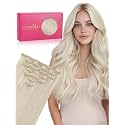 WENNALIFE Seamless Clip In Hair Extensions Human Hair, 20 Inch 150g 7pcs Platinum Blonde Real Hair Extensions Clip in Human Hair Invisible PU Skin Weft Natural Remy Human Hair Extensions