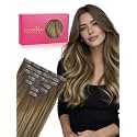 WENNALIFE Seamless Clip in Hair Extensions Real Human Hair, 20 Inch 120g Balayage Chocolate Brown to Caramel Blonde Invisible PU Skin Weft, Natural Thick Soft Real Hair Clip Ins for Women