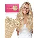 WENNALIFE Seamless Clip in Hair Extensions Real Human Hair, 22 Inch 130g Dirty Blonde Mixed Bleach Blonde Invisible PU Skin Weft, Natural Thick Real Hair Clip Ins for Women, Soft Reusable Remy Hair