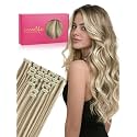 WENNALIFE Seamless Clip in Hair Extensions Real Human Hair, 22 Inch 130g Ash Brown with Platinum Blonde Highlights Invisible PU Skin Weft, Natural Thick Real Hair Clip Ins for Women, Soft Remy Hair