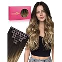 WENNALIFE Seamless Clip in Hair Extensions Real Human Hair, 18 Inch 110g Dark Brown to Chestnut Brown and Dirty Blonde Highlighted Invisible PU Skin Weft, Natural Thick Real Hair Clip Ins for Women