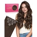 WENNALIFE Seamless Clip in Hair Extensions Real Human Hair, 24 Inch 140g Chocolate Brown Invisible PU Skin Weft, Natural Thick Real Hair Clip Ins for Women, Soft Blendable &amp; Reusable Remy Hair