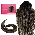 WENNALIFE U Tip Hair Extensions 20 Inch Balayage Natural Black to Chestnut Brown Remy Hair, 50g 50s Human Hair Extensions Real Human Invisible Straight K Tip Keratin