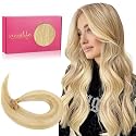 WENNALIFE U Tip Hair Extensions Human Hair, 50g 50s 20 Inch Light Blonde Highlighted Golden Blonde Remy Hair K Tip Invisible Straight Keratin Hot Fusion