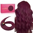 WENNALIFE U Tip Hair Extensions Human Hair, 50g 50s 20 Inch Light Burgundy Remy Hair K Tip Hair Extension Real Human Hair Invisible Straight Keratin Hair Extensions
