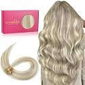 WENNALIFE U Tip Hair Extensions Human Hair, 50g 50s 24 Inch Ash Blonde Highlighted Platinum Blonde Remy Hair K Tip Hair Extension Real Human Hair Invisible Straight Keratin Hair Extensions
