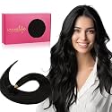 WENNALIFE U Tip Hair Extensions Real Human Hair, 50g 50s 14 Inch Natural Black Remy Hair K Tip Invisible Straight Keratin Bond Hot Fusion Hair