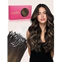 WENNALlFE T Lock Tip Hair Extensions Human Hair, 50g 60s 22 Inch Balayage Dark Brown Mixed Chestnut Brown Remy Hair Microlink Hair Extensions Real Human Hair Seamless Micro Loop Reusable De Cabello