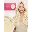 WENNALlFE T Lock Tip Hair Extensions Human Hair, 50g 60s 20 Inch Platinum Blonde Remy Hair Microlink Hair Extensions Real Human Hair Seamless Micro Loop Soft Reusable Micro Bead Extensiones De Cabello