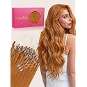 WENNALlFE T Lock Tip Hair Extensions Human Hair, 50g 60s 18 Inch Auburn Ginger Remy Hair Microlink Hair Extensions Real Human Hair Seamless Micro Loop Soft Reusable Micro Bead Extensiones De Cabello