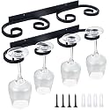 Wenqik 2 Pcs Wall Mounted Wine Glass Holder, Metal Rack, 15.12 Inch