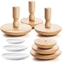 Wenqik 3 Pack 4.5" 5.5" 6.5" Pottery Molds with Handle, Wood Pottery Tools