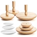Wenqik 3 Pack 4.5" 6.5" 8.5" Pottery Molds with Handle, Wood Pottery Tools
