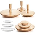 Wenqik 3 Pack 4.5" 7.5" 10.5" Pottery Molds with Handle, Wood Pottery Tools