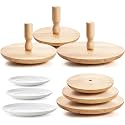 Wenqik 3 Pack 7.5" 8.5" 9.5" Pottery Molds with Handle, Wood Pottery Tools