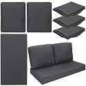 Wenqik 3 Pcs Waterproof Outdoor Seat Cushion Covers Slipcover, Dark Gray