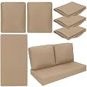 Wenqik 3 Pcs Waterproof Outdoor Seat Cushion Covers Slipcover, Beige