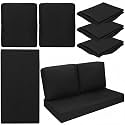 Wenqik 3 Pcs Waterproof Outdoor Seat Cushion Covers Slipcover, Black