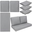 Wenqik 3 Pcs Waterproof Outdoor Seat Cushion Covers Slipcover, Light Gray