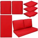 Wenqik 3 Pcs Waterproof Outdoor Seat Cushion Covers Slipcover, Red