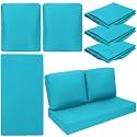 Wenqik 3 Pcs Waterproof Outdoor Seat Cushion Covers Slipcover, Peacock Blue