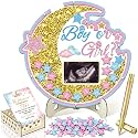 Wenqik 63 Pcs Twinkle Twinkle Little Star Baby Shower Guest Book,Blue Pink
