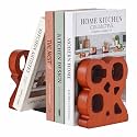 Wenqik Rustic Wood Tabletop Cookbook Bookends for Kitchen Countertop