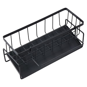 wenrescry sink organiser - kitchen sponge holder with self-draining drain tray and dish cloth holder ideal for kitchen and bathroom organiser for brushes sponges soap and more
