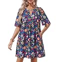 Wenrine Womens Shift Mini Dress Casual Short