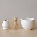 WENSHUO Matcha Whisk Set, Ceramic Matcha Bowl with Spout, White,6-Pc
