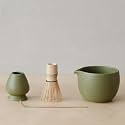 WENSHUO Matcha Whisk Set, Ceramic Matcha Bowl with Spout, Green,5-Pc