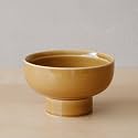 WENSHUO Pedestal Bowl, Decorative Ceramic Fruit Bowl, 5.5 in,Amber Yellow