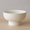 WENSHUO Pedestal Bowl, Decorative Ceramic Fruit Bowl, 6.7 in, Matte Crème