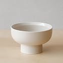 WENSHUO Pedestal Bowl, Decorative Ceramic Fruit Bowl, 5.5 in,Creamy Beige