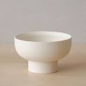 WENSHUO Small Pedestal Bowl, Decorative Ceramic Fruit Bowl, 5.5 in, Crème