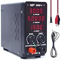 WEP 3005D-III DC Variable Power Supply 30.00V 5.0000A High Precision Bench Lab Power Supply with Alligator Clips for anodizing kit, Electroplating, arduino, breadboard