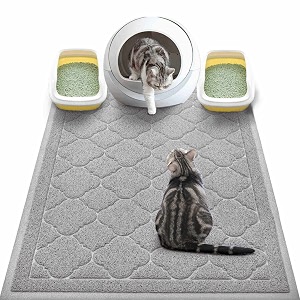 wepet cat litter box mat kitty premium pvc pad durable trapping rug phthalate free urine-resistant scatter control xxl 47 x 36 inch cadet grey