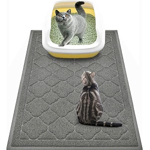 wepet cat litter box mat kitty premium pvc pad durable trapping rug phthalate free urine-resistant scatter control l 35 x 23 inch grey
