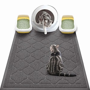 wepet cat litter box mat kitty premium pvc pad durable trapping rug phthalate free urine-resistant scatter control xxl 47 x 36 inch black