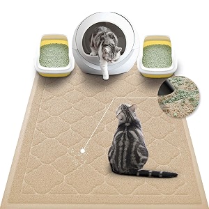 wepet cat litter box mat kitty premium pvc pad durable trapping rug phthalate free urine-resistant scatter control xxl 47 x 363939 beige