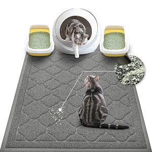 wepet cat litter box mat kitty premium pvc pad durable trapping rug phthalate free urine-resistant scatter control xxl 47 x 36 inch grey