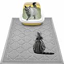 WePet Cat Litter Box Mat, Kitty Premium PVC Pad, Durable Trapping Rug, Phthalate Free, Urine-Resistant, Scatter Control, L 35 x 23 Inch, Cadet Grey