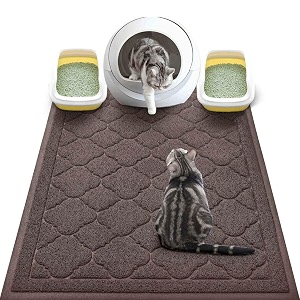 wepet cat litter mat jumbo kitty litter trapping mess mat xxlarge size 47 x 36 inch durable soft pvc rug no phthalate urine waterproof washable scatter control litter box pad brown