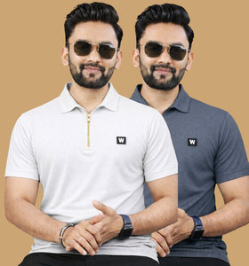 WeReKo Self Design Men Zip Neck Grey